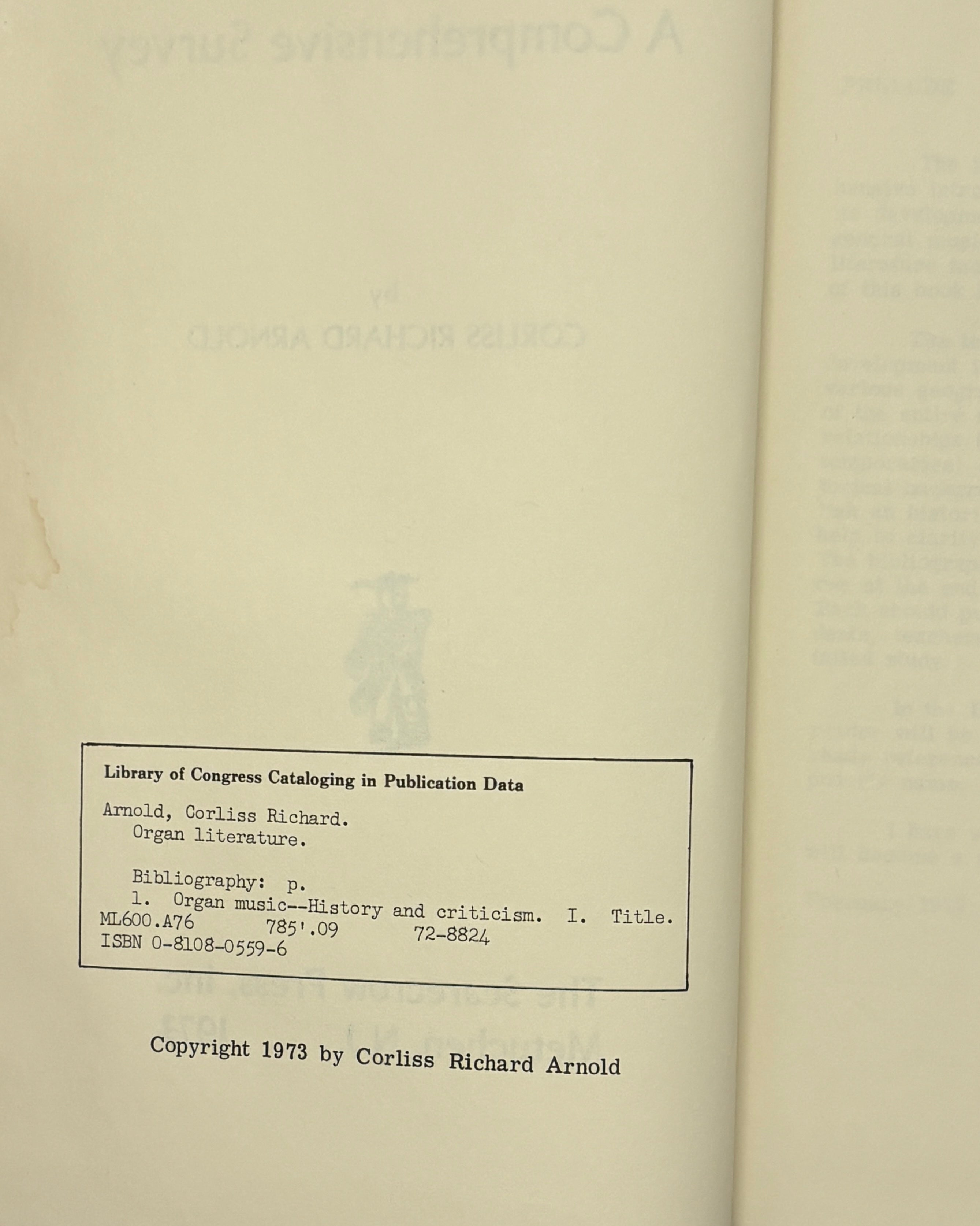 Organ Literature: A Comprehensive Survey — Corliss Richard Arnold