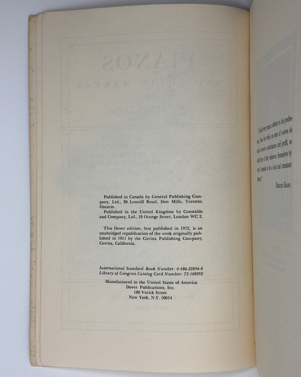 Pianos and Their Makers - Alfred Dolge (Used - Acceptable)