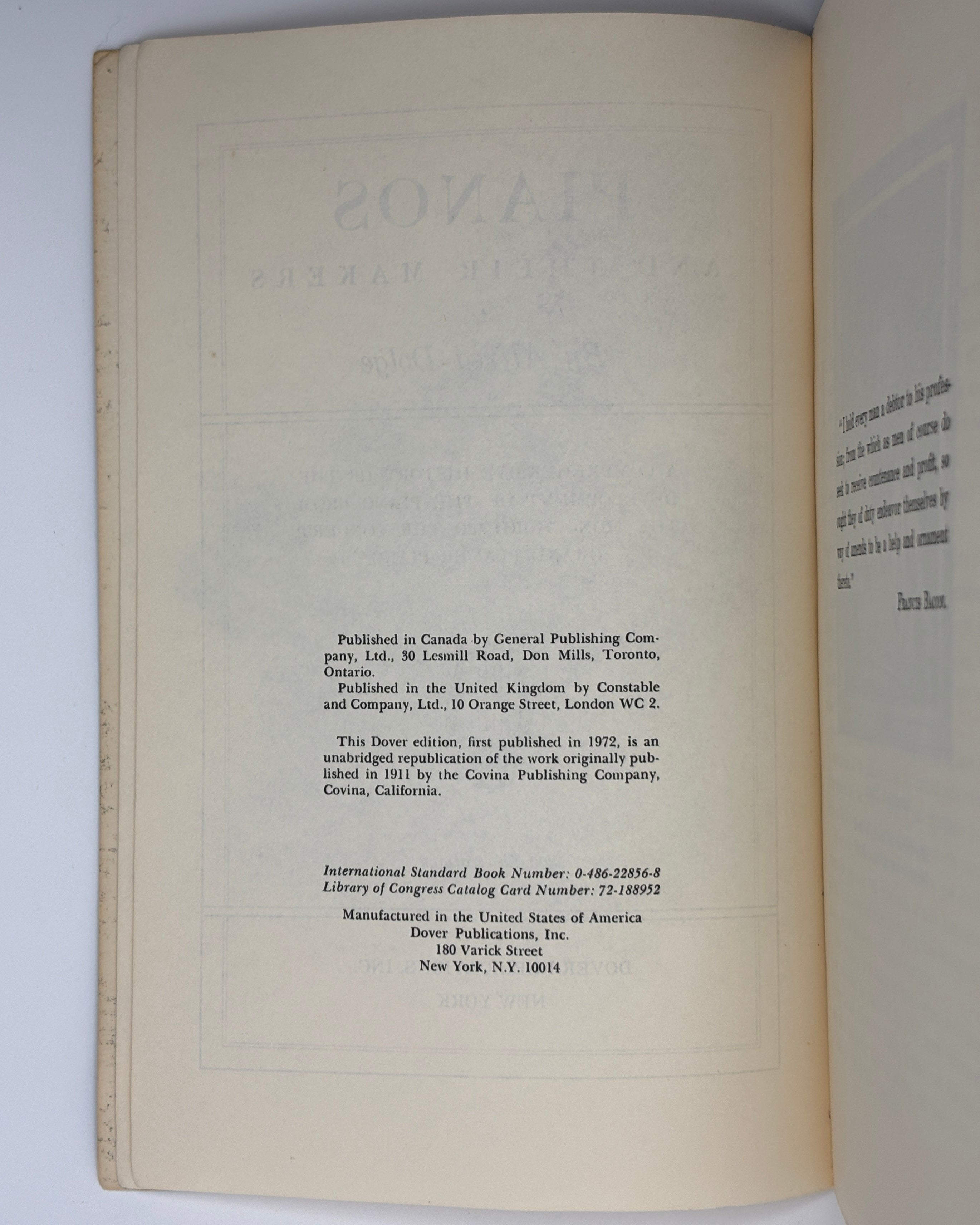 Pianos and Their Makers - Alfred Dolge (Used - Acceptable)